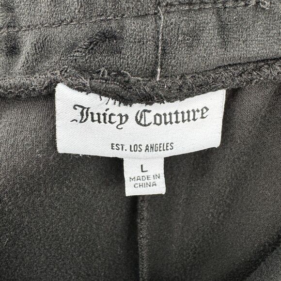 JUICY COUTURE Black Classic Y2K Velour Pull On Cropped Pants Size L - Picture 6 of 7